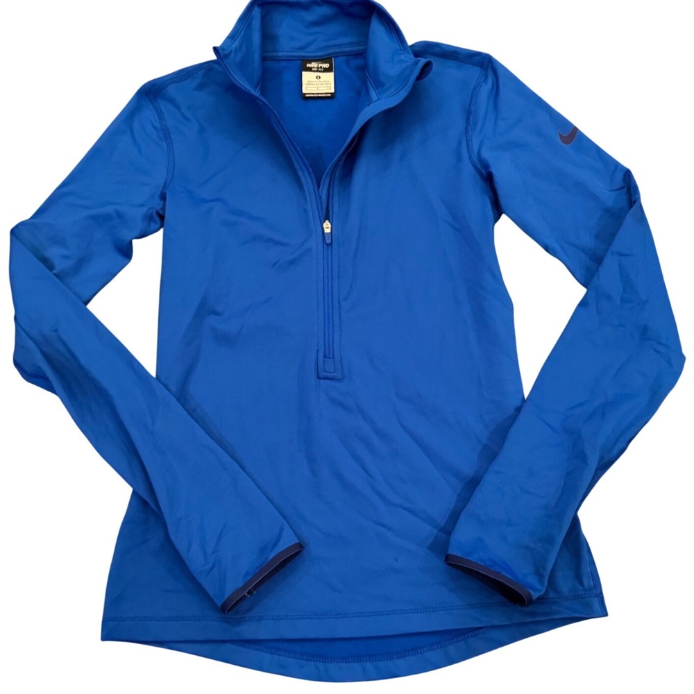 Nike Pro Dri-FIT Womens Small Royal Blue Quarter Zip Pullover Long Sleeve Top